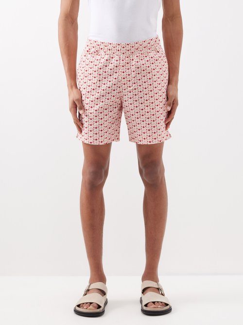 Orlebar Brown - Louis Bandana-print Corduroy Shorts - Mens - Red Multi
