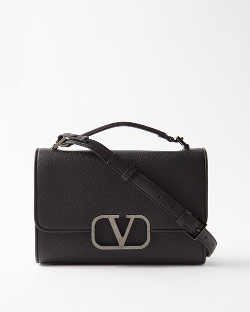 Black V-Logo grained-leather cross-body bag, Valentino Garavani