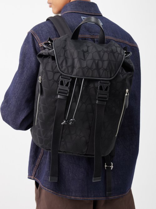 Valentino V-logo Jacquard Backpack | ModeSens