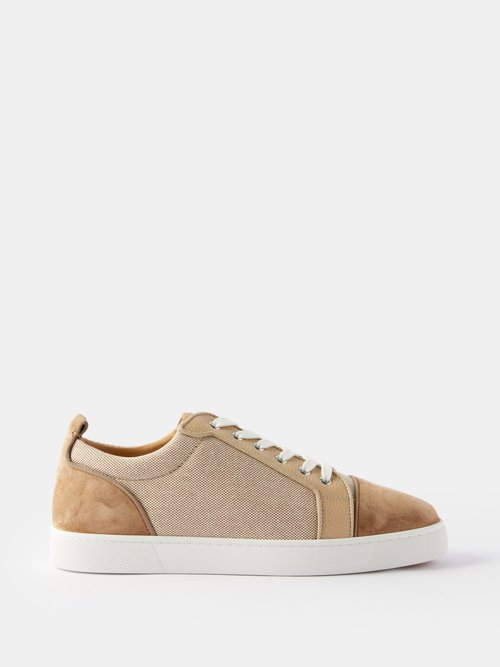 Louis Junior Suede Sneakers in Neutrals - Christian Louboutin