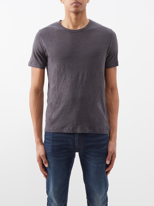 hartford - crew-neck linen t-shirt mens grey