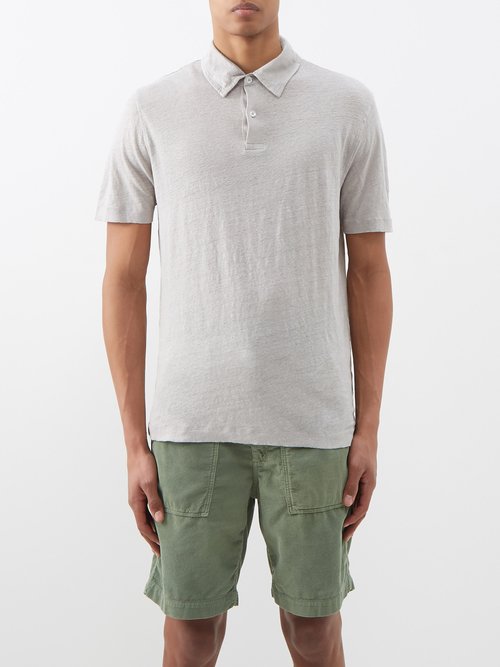 hartford - linen-knit polo shirt mens grey