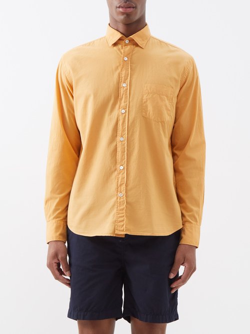 hartford - paul cotton-poplin shirt mens orange