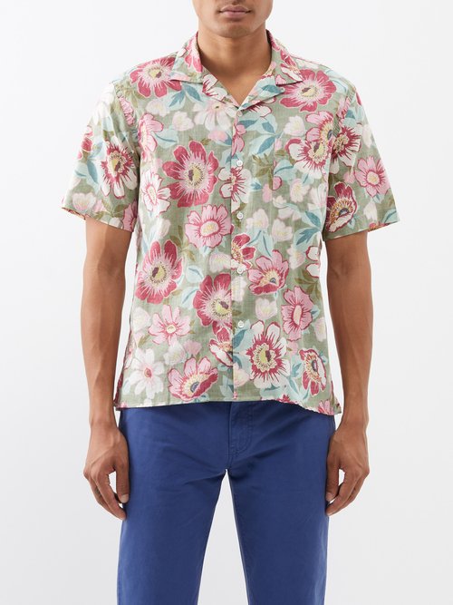 Hartford Paul Floral-print Cotton-chambray Shirt
