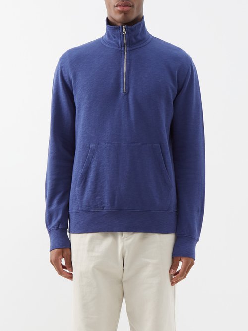 hartford - half-zip cotton-jersey sweatshirt mens navy