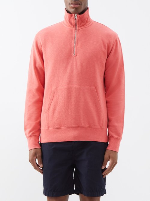 hartford - half-zip cotton-jersey sweatshirt mens red