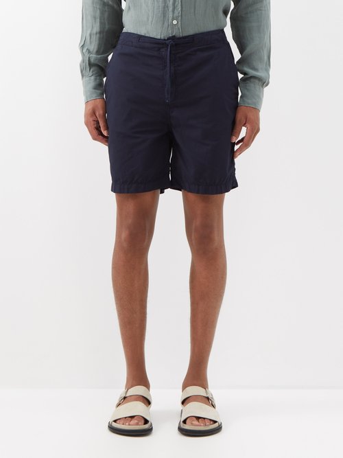hartford - gimmy drawstring-waist cotton shorts mens navy