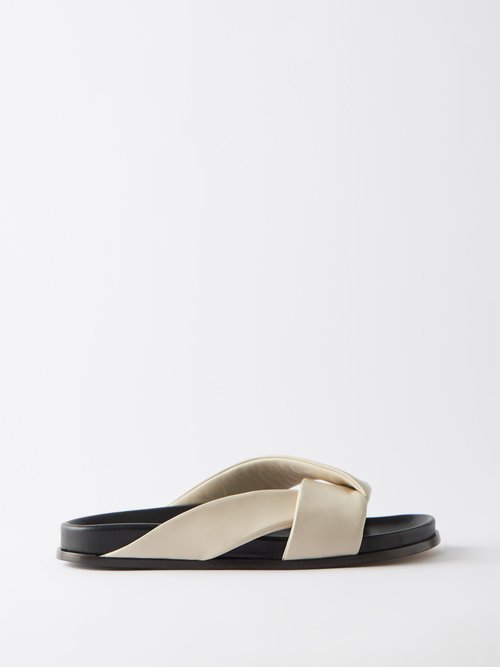 Emme Parsons Folded Cross-strap Leather Sandals