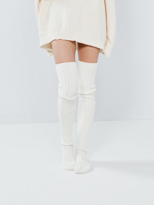 Raey - Chunky Over-the-knee Wool-blend Socks - Womens - Cream