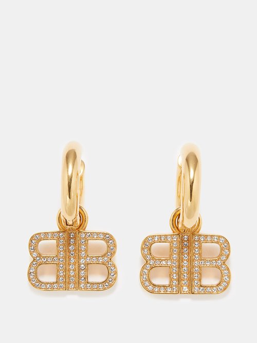 Balenciaga Bb 2.0 Crystal-embellished Hoop Earrings