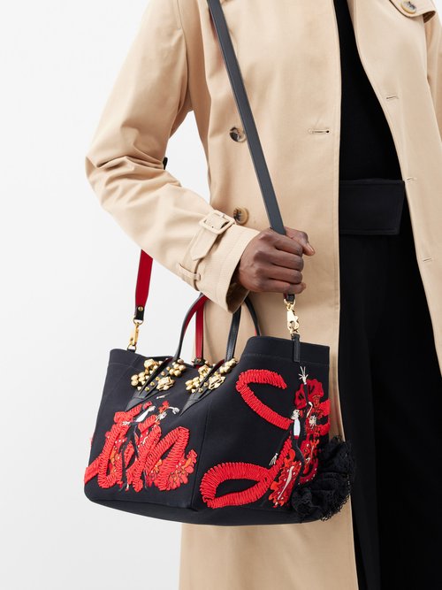 X Rossy De Palma Flamencaba Small Embroidered Tote Bag in Black - Christian  Louboutin