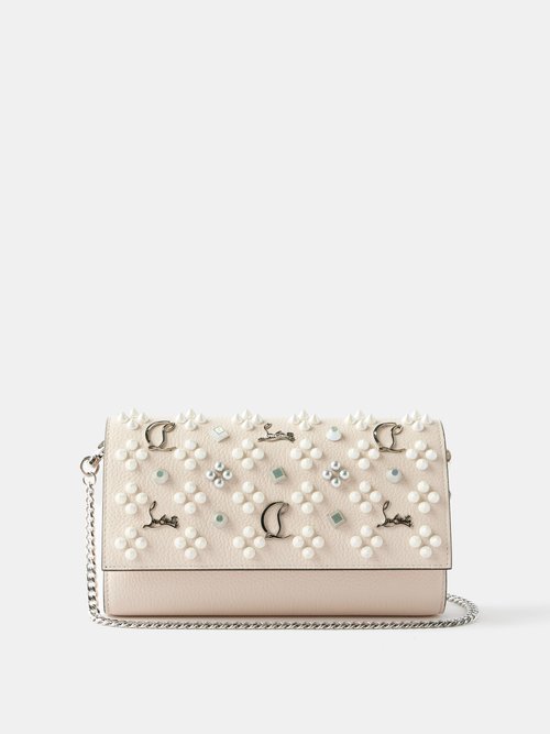 Paloma - Clutch - Grained calf leather and spikes Loubinthesky - Leche -  Christian Louboutin