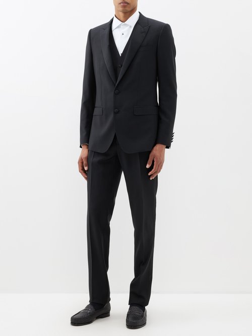 Dolce & Gabbana Peak-lapel Wool Suit Jacket In Black