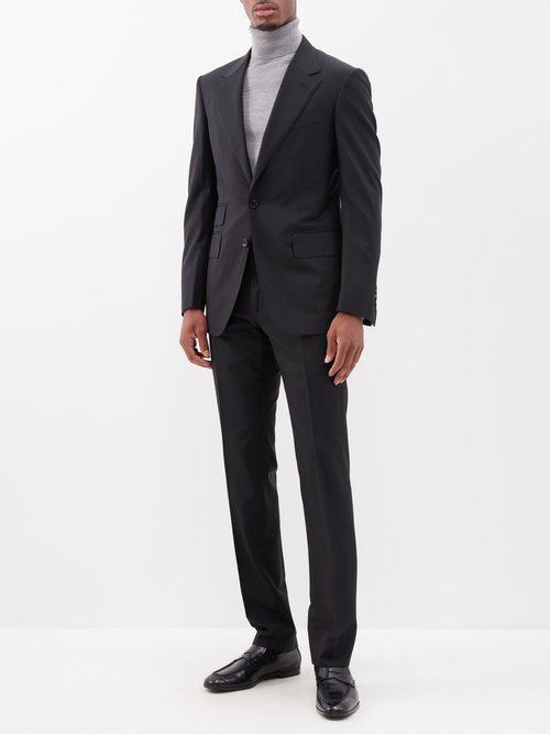 Tom Ford Shelton Wool-canvas Suit Jacket In Black | ModeSens