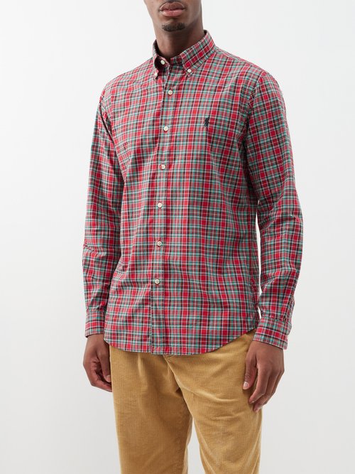 polo ralph lauren - checked cotton-poplin shirt mens red multi