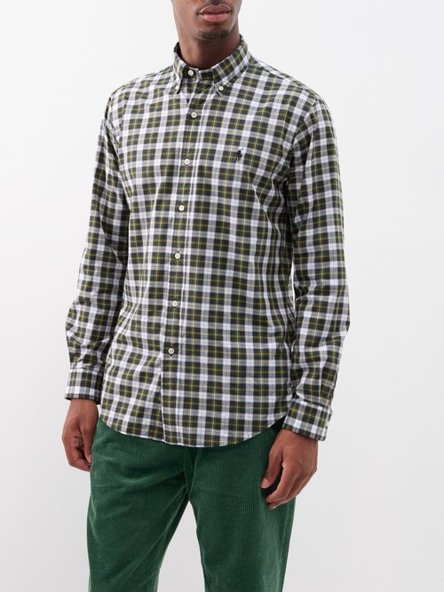 polo ralph lauren - checked cotton-poplin shirt mens green multi