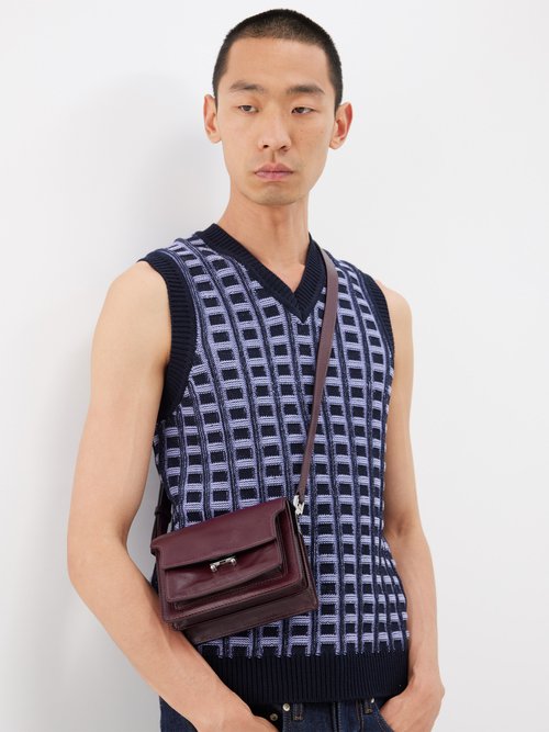 Marni Trunk Mini Leather Cross-body Bag In Burgundy | ModeSens
