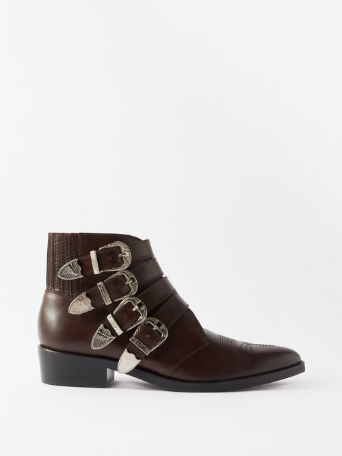 Toga Virilis Concho-embellished Leather Boots In Dark Brown