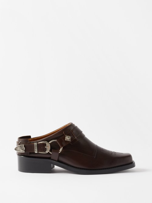Toga Virilis Harness Square-toe Leather Boots In Dark Brown