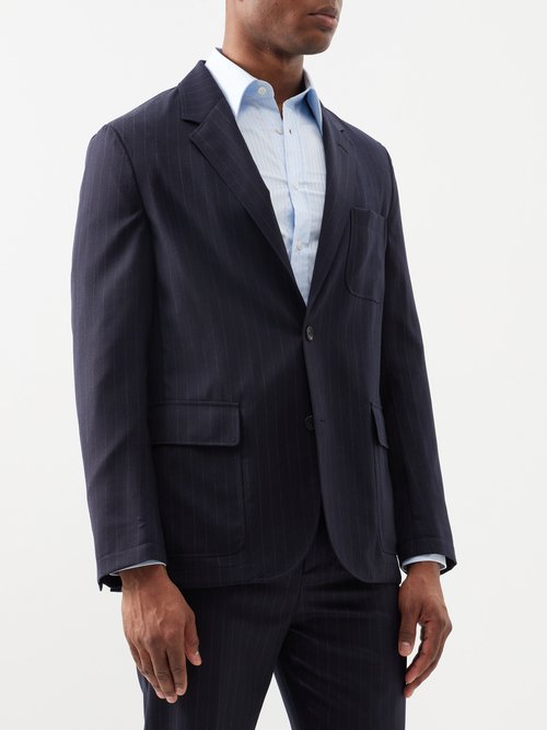 dunhill - pinstripe wool-flannel suit jacket mens dark navy