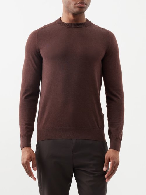 dunhill - fine-knit cashmere sweater mens brown