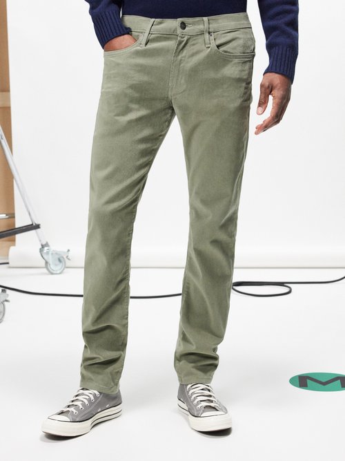 Frame L'homme Slim Brushed Twill Pants In Green