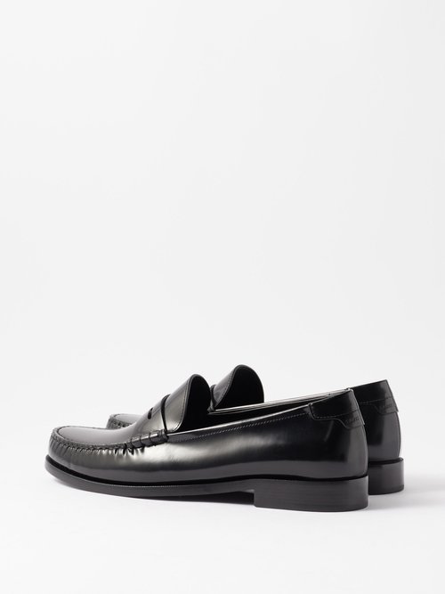 Saint Laurent almond-toe leather loafers - Black