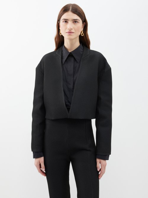 a.w.a.k.e. mode - transformer shirt-insert textured cropped jacket womens black