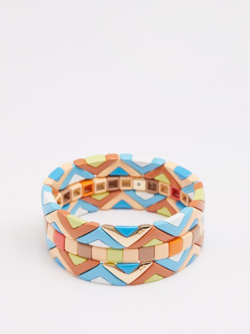 roxanne assoulin - puzzled enamelled bracelet set womens blue multi
