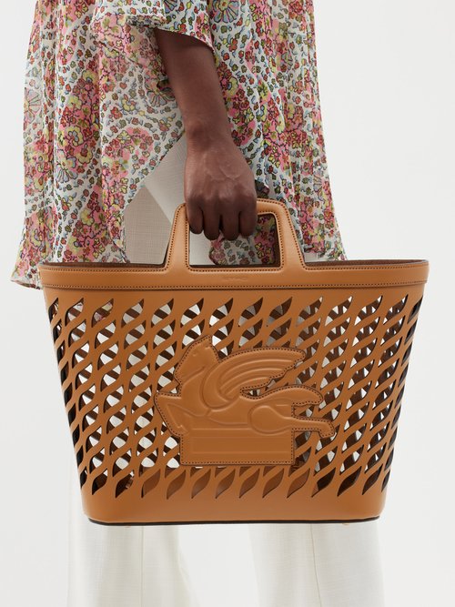 ETRO Embossed laser-cut leather tote