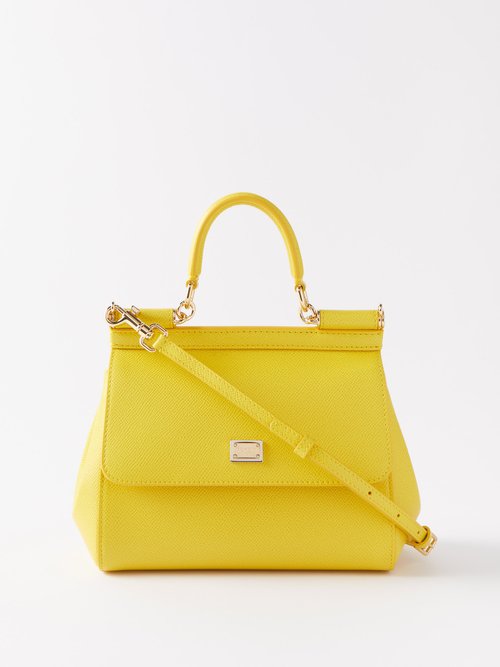 Dolce&Gabbana Sicily Small Leather Tote Bag Yellow Female