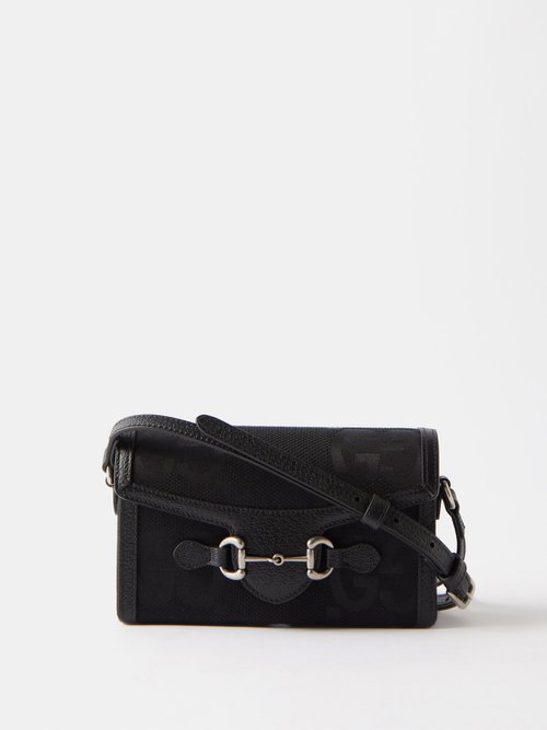 Black 1955 Horsebit mini leather cross-body bag, Gucci