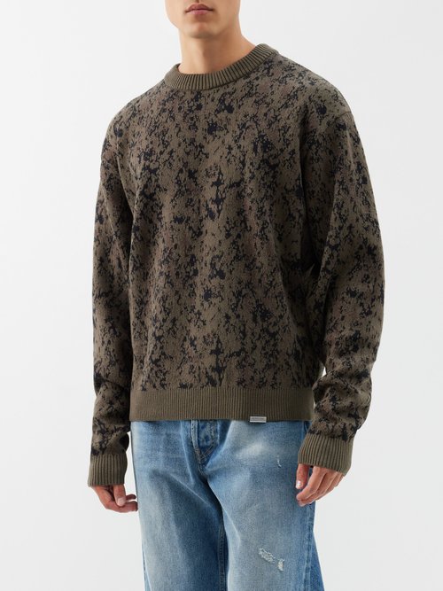 Represent Camo-jacquard Cotton-blend Sweater