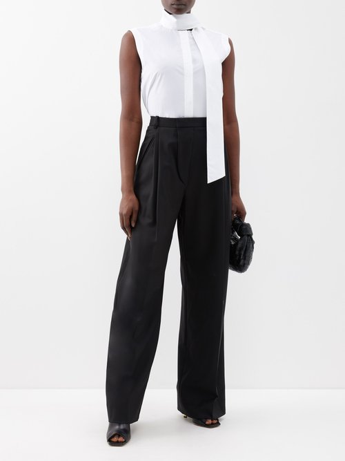 Alina wool-blend twill wide-leg pants