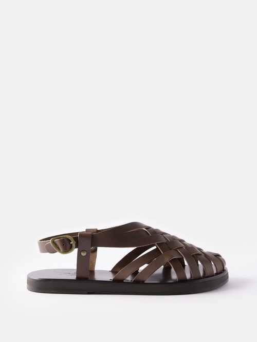 ancient greek sandals - x lucy williams woven leather womens dark brown