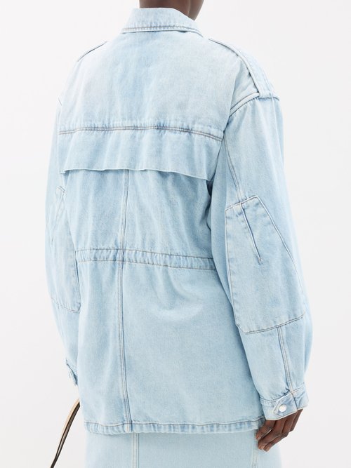Shop Isabel Marant Elize Patch-pocket Denim Oversized Jacket In Light Blue