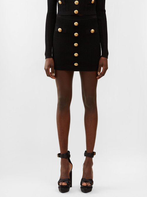 Balmain Short Knitted Buttoned Skirt In Default Title