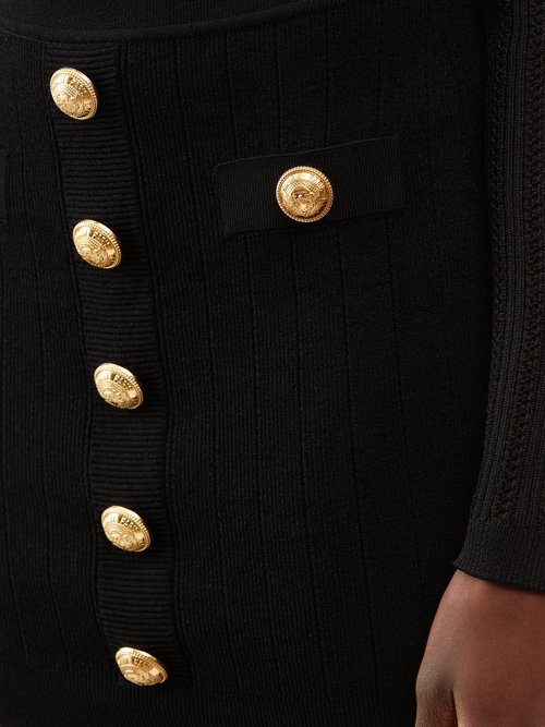 Balmain ribbed-knit mini skirt - Black