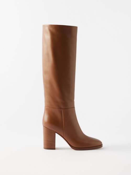 Gianvito Rossi Santiago 85 Leather Knee-high Boots In Brown