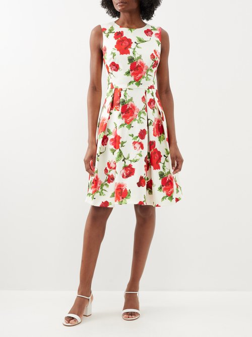 Carolina Herrera Rose-print Cotton-blend Dress