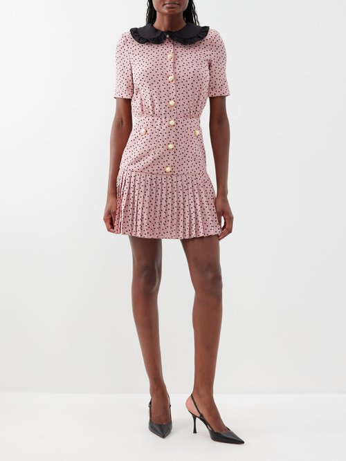 Alessandra Rich Ruffle trim Polka dot Silk Mini Dress Smart Closet