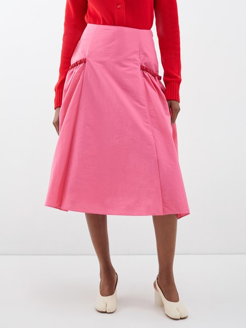 Molly Goddard Milla Shirred-trim Taffeta Midi Skirt | Smart Closet