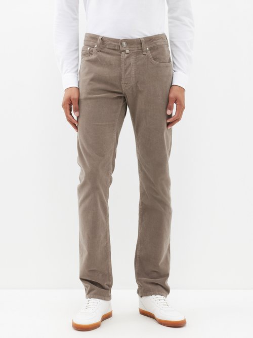 jacob cohën - bard cotton-blend corduroy slim-leg trousers mens grey brown