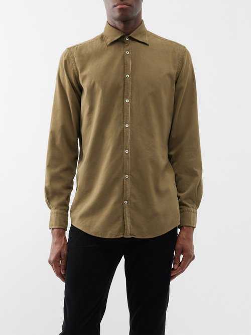 massimo alba - genova cotton-corduroy shirt mens khaki