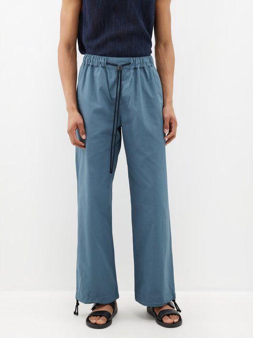 commas - drawcord toggle cotton trousers mens teal