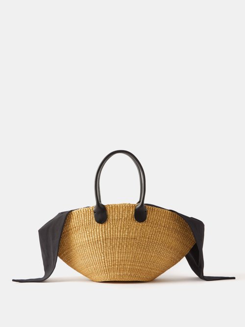 Muun Sophie Leather-trim Straw Basket Bag In Natural 9501
