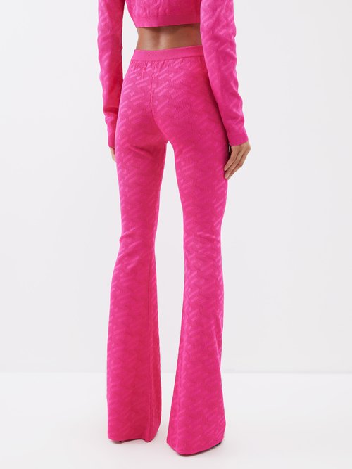 Versace Jacquard Pants With Greek Print In Pink