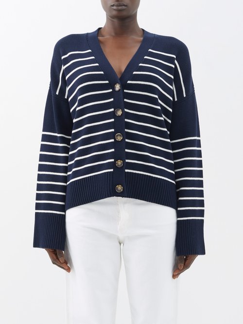 La Ligne Sailor Striped Knitted-cotton Cardigan