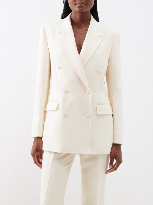 gabriela hearst - kees double-breasted wool-blend cady suit jacket womens ivory
