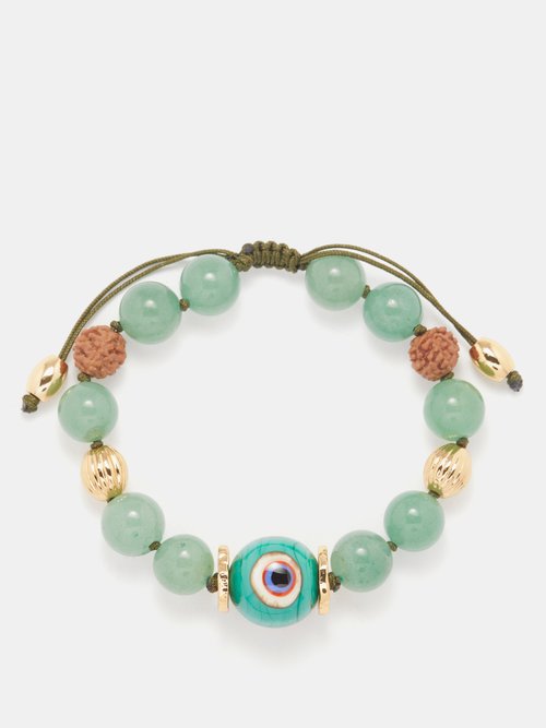 Tohum – Evil Eye, Aventurine & 24kt Gold-plated Bracelet – Womens – Green Gold